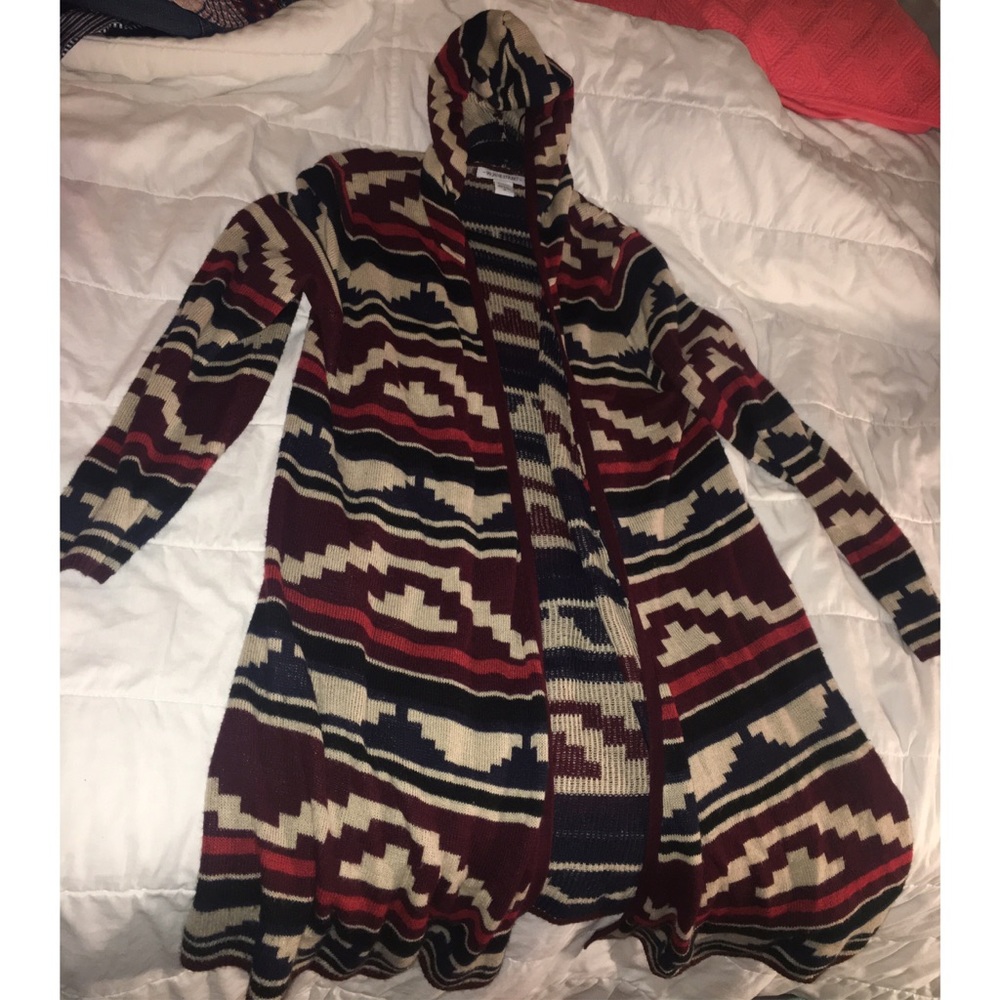 Earth-Toned Hooded Cardigan